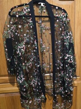 Loralette Black Floral Embroidered Sheer Top